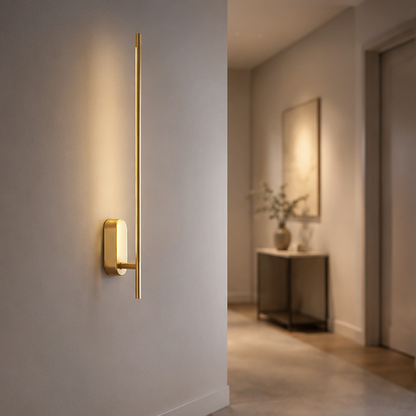 RoyaleGlow Modern LED Wall Sconce Brushed Brass Linear Strip Light Minimalist Design