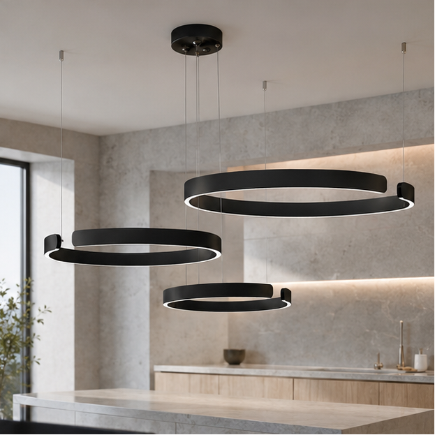 LuxRoyale LED Ring Chandelier-Dimmable Modern Pendant Light for Dining Room