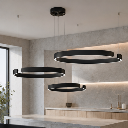 LuxRoyale LED Ring Chandelier-Dimmable Modern Pendant Light for Dining Room