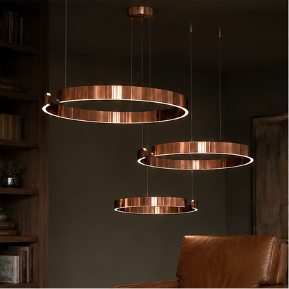 LuxRoyale LED Ring Chandelier-Dimmable Modern Pendant Light for Dining Room
