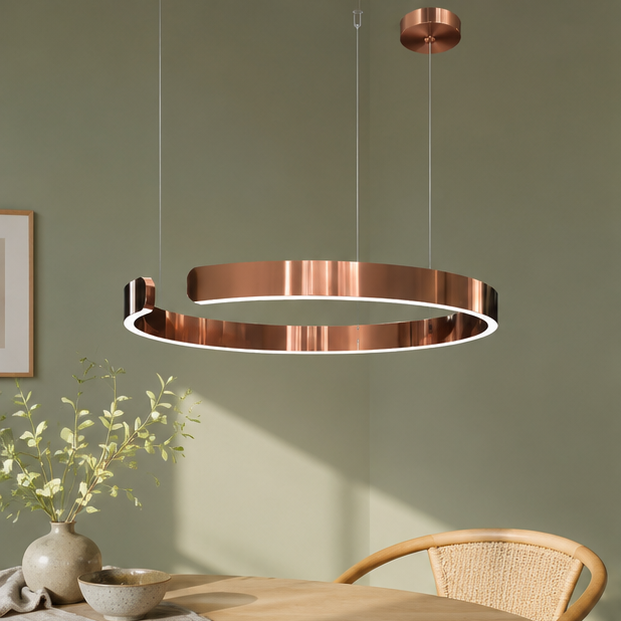 LuxRoyale LED Ring Chandelier-Dimmable Modern Pendant Light for Dining Room
