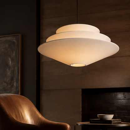RoyaleGlow Tiered Fabric Pendant Light-Modern Disc Chandelier for Living Room