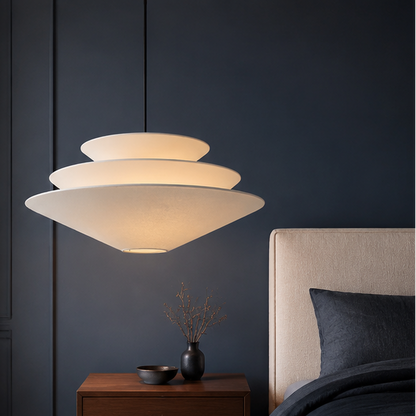 RoyaleGlow Tiered Fabric Pendant Light-Modern Disc Chandelier for Living Room