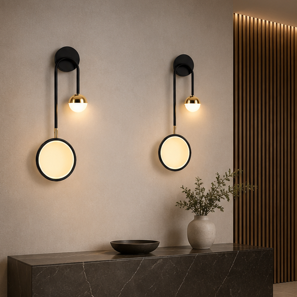 Royelux Modern LED Wall Sconce - Minimalist Round Design for Bedroom, Living Room