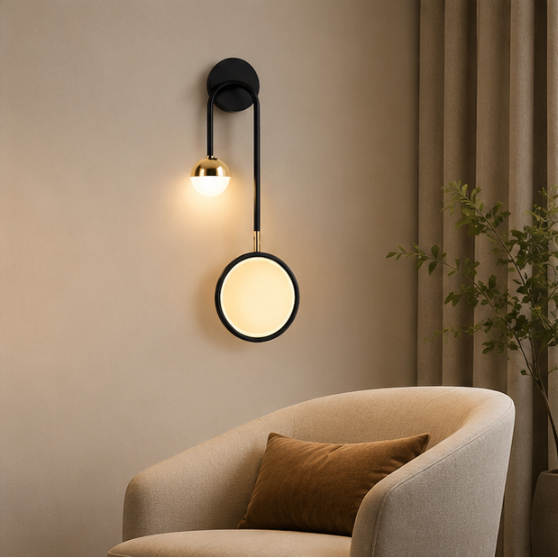 Royelux Modern LED Wall Sconce - Minimalist Round Design for Bedroom, Living Room