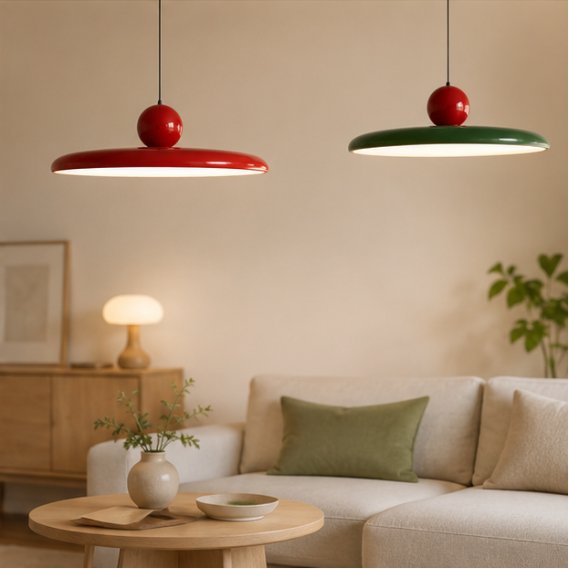 LuxRoyale Modern Bauhaus Pendant Light - Red LED Ceiling Lamp for Dining Room