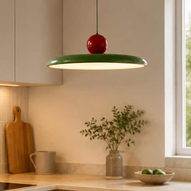 LuxRoyale Modern Bauhaus Pendant Light - Red LED Ceiling Lamp for Dining Room