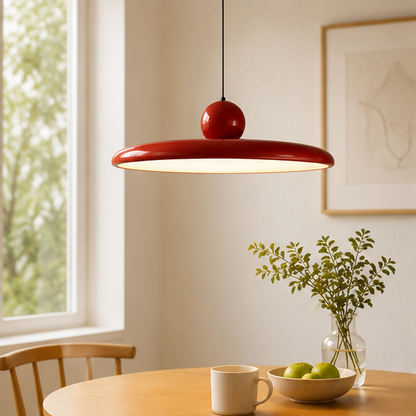LuxRoyale Modern Bauhaus Pendant Light - Red LED Ceiling Lamp for Dining Room