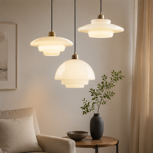 Royelux Modern Glass Brass Pendant Light for Kitchen Island & Dining Room