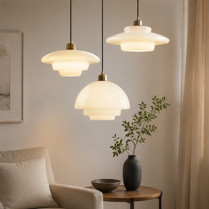 Royelux Modern Glass Brass Pendant Light for Kitchen Island & Dining Room
