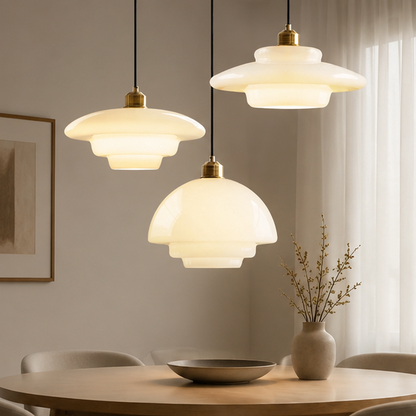 Royelux Modern Glass Brass Pendant Light for Kitchen Island & Dining Room