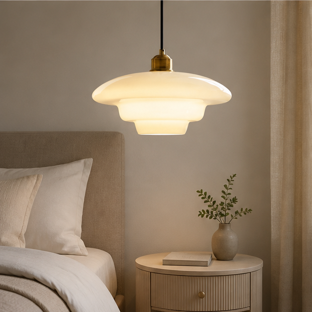 Royelux Modern Glass Brass Pendant Light for Kitchen Island & Dining Room