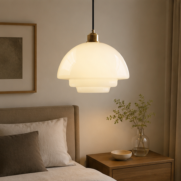Royelux Modern Glass Brass Pendant Light for Kitchen Island & Dining Room
