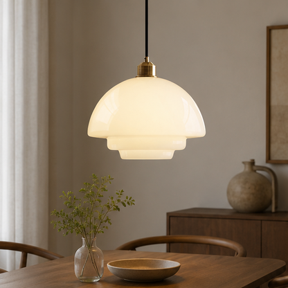 Royelux Modern Glass Brass Pendant Light for Kitchen Island & Dining Room
