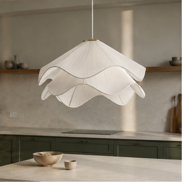 LuxRoyale Serene Fabric Tiered Ceiling Pendant Light for Modern Home Decor