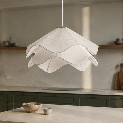 LuxRoyale Serene Fabric Tiered Ceiling Pendant Light for Modern Home Decor