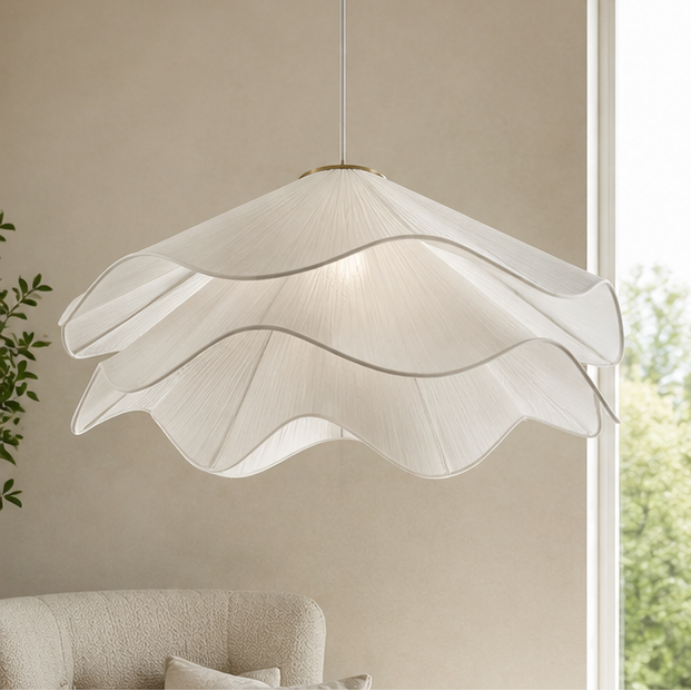 LuxRoyale Serene Fabric Tiered Ceiling Pendant Light for Modern Home Decor