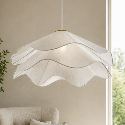LuxRoyale Serene Fabric Tiered Ceiling Pendant Light for Modern Home Decor