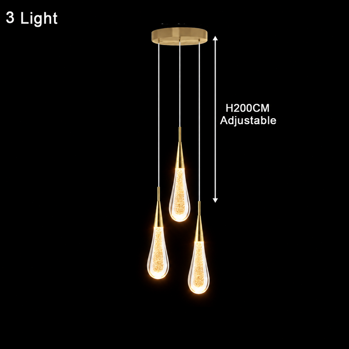 Royallure Teardrop Glass Pendant Light for Kitchen and Living Room Illumination - Royale Basic