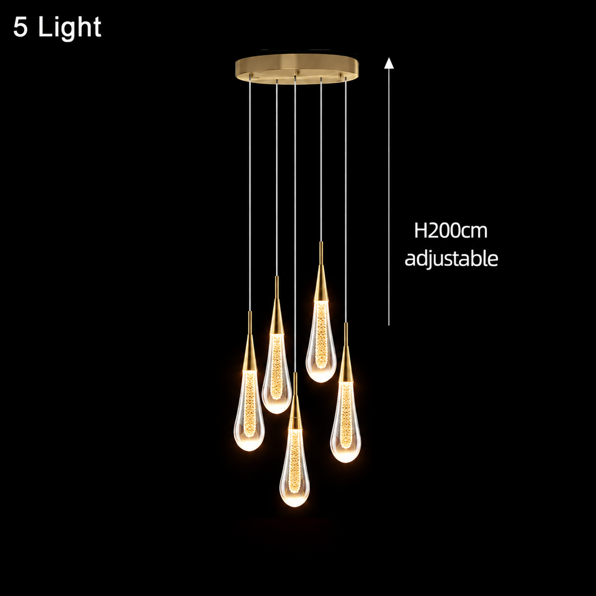 Royallure Teardrop Glass Pendant Light for Kitchen and Living Room Illumination - Royale Basic