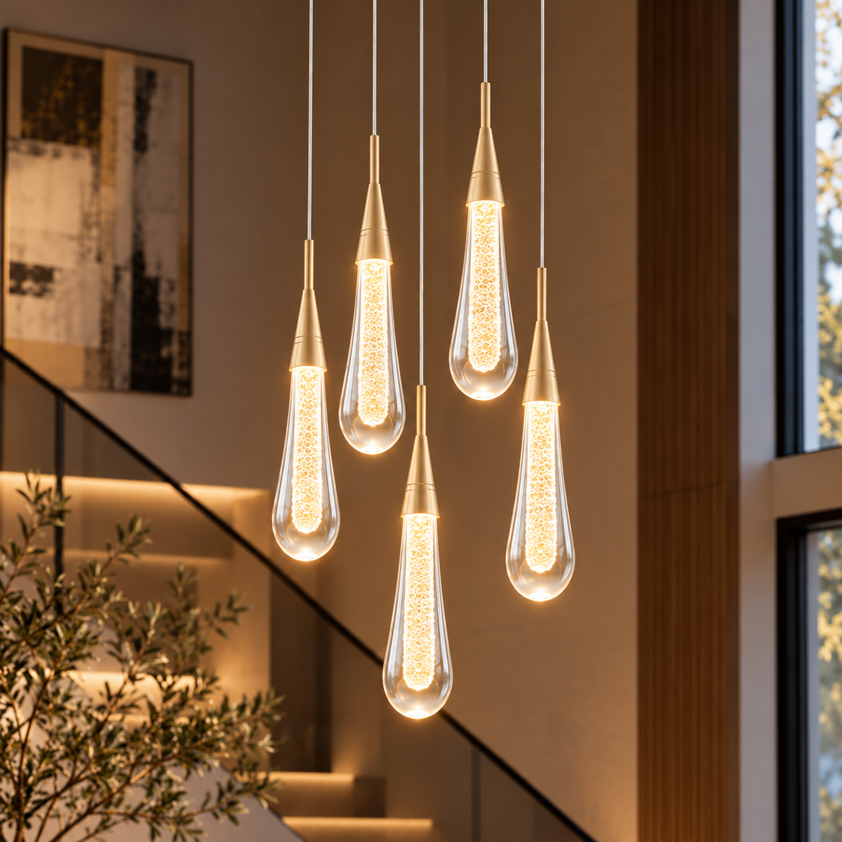 Royallure Teardrop Glass Pendant Light for Kitchen and Living Room Illumination - Royale Basic