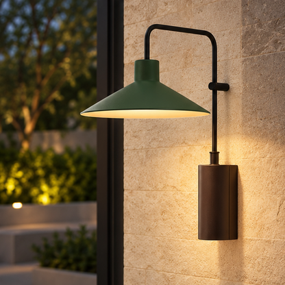LuxRoyale Weather Resistant Modern Outdoor LED Wall Sconce Light with Metal Cone Design