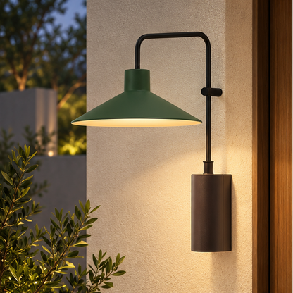 LuxRoyale Weather Resistant Modern Outdoor LED Wall Sconce Light with Metal Cone Design