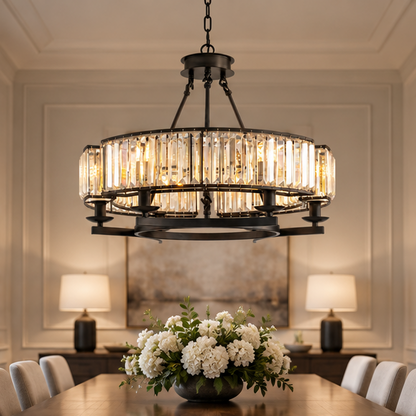RoyaleGlow Rustic Crystal Chandelier Hanging Light Fixture For Dining Room