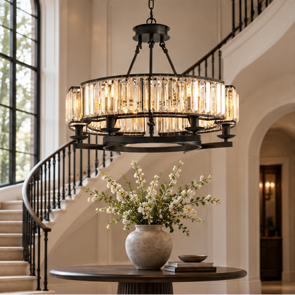 RoyaleGlow Rustic Crystal Chandelier Hanging Light Fixture For Dining Room