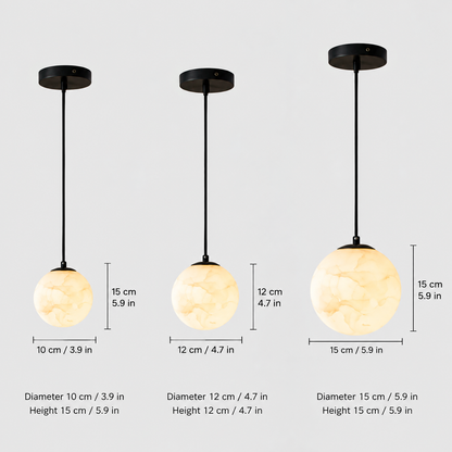 RoyaleGlow Modern Alabaster Globe Pendant Light - Adjustable LED Ceiling Lamp