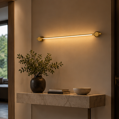 LuxRoyale Modern Brass LED Vanity Light - Stainless Steel Strip Design Wall Mounted Lamp