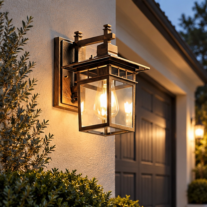 RoyaleGlow Vintage Outdoor Wall Sconce - Waterproof Aluminum Glass Porch Light Fixture