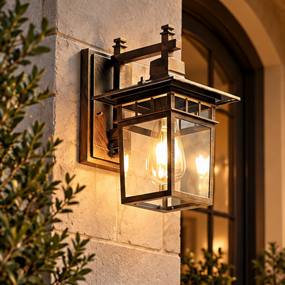 RoyaleGlow Vintage Outdoor Wall Sconce - Waterproof Aluminum Glass Porch Light Fixture