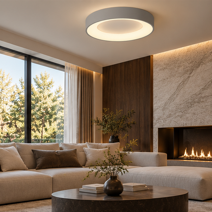 LuxRoyale Modern Flush Mount LED Ceiling Light - Round Fixture for Living Room Bedroom