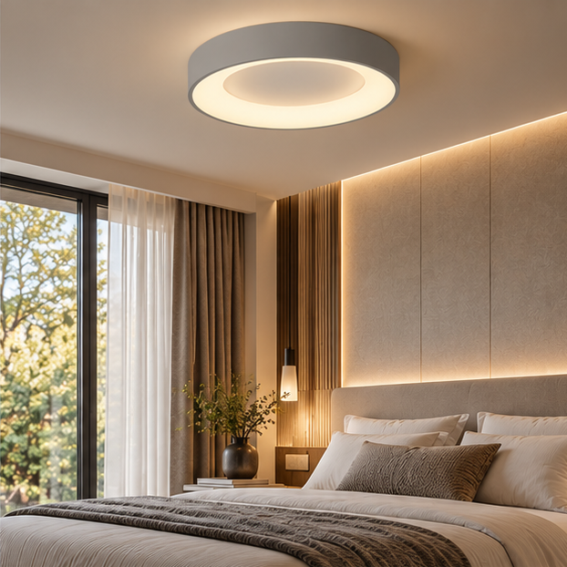 LuxRoyale Modern Flush Mount LED Ceiling Light - Round Fixture for Living Room Bedroom