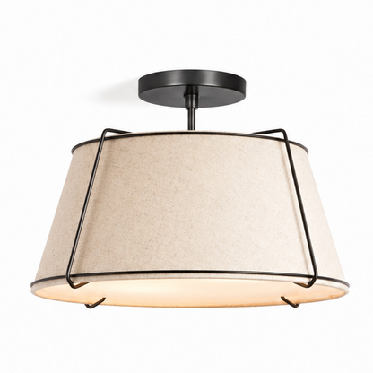 Royelux Modern Farmhouse Linen Drum Semi-Flush Ceiling Light