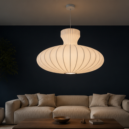 RoyaleGlow Nordic Minimalist Fluted Silk Pendant Chandelier LED Lamp