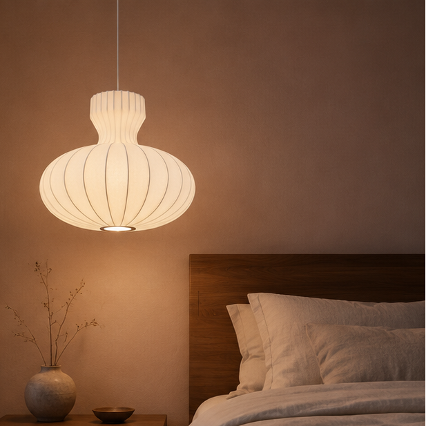 RoyaleGlow Nordic Minimalist Fluted Silk Pendant Chandelier LED Lamp