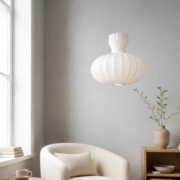 RoyaleGlow Nordic Minimalist Fluted Silk Pendant Chandelier LED Lamp