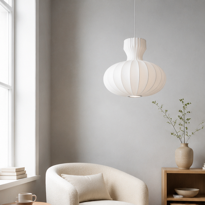 RoyaleGlow Nordic Minimalist Fluted Silk Pendant Chandelier LED Lamp