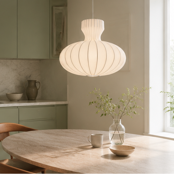 RoyaleGlow Nordic Minimalist Fluted Silk Pendant Chandelier LED Lamp