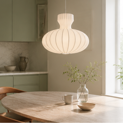 RoyaleGlow Nordic Minimalist Fluted Silk Pendant Chandelier LED Lamp
