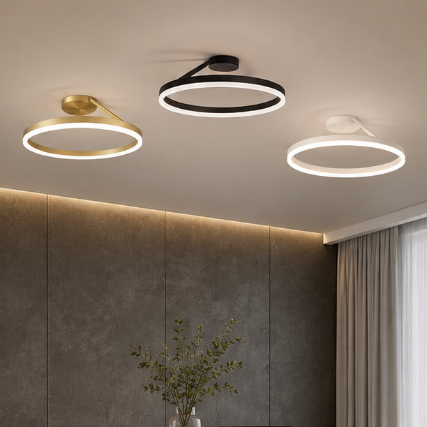 LuxRoyale Modern Ring LED Ceiling Light - Minimalist Dimmable Flush Mount Lamp