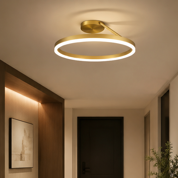 LuxRoyale Modern Ring LED Ceiling Light - Minimalist Dimmable Flush Mount Lamp