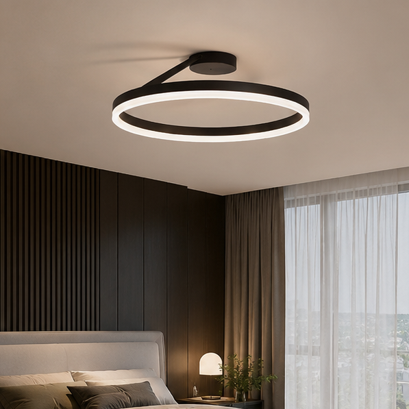 LuxRoyale Modern Ring LED Ceiling Light - Minimalist Dimmable Flush Mount Lamp