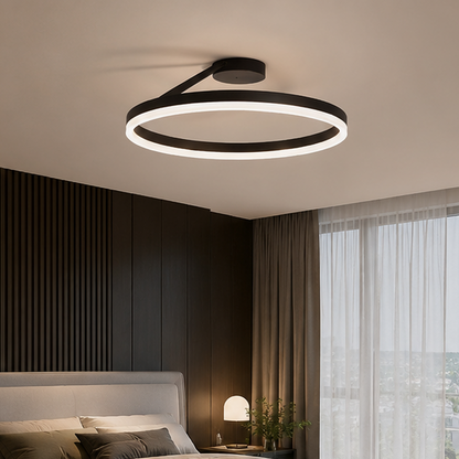 LuxRoyale Modern Ring LED Ceiling Light - Minimalist Dimmable Flush Mount Lamp