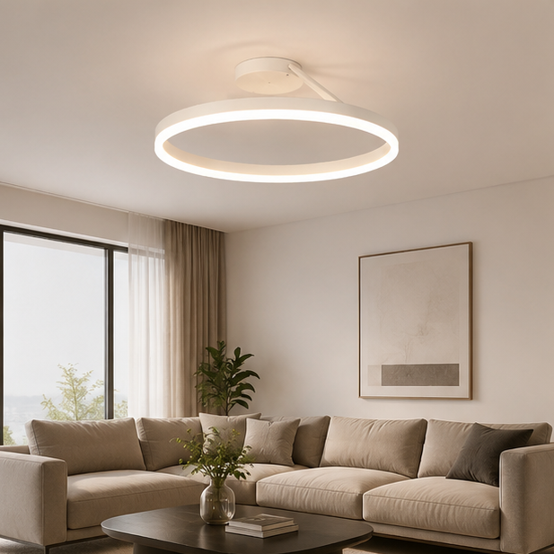 LuxRoyale Modern Ring LED Ceiling Light - Minimalist Dimmable Flush Mount Lamp