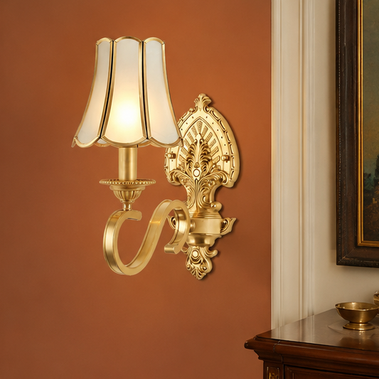 RoyaleGlow Vintage Gold Ornate Wall Sconce-Elegant Luxury Interior Lighting Fixture