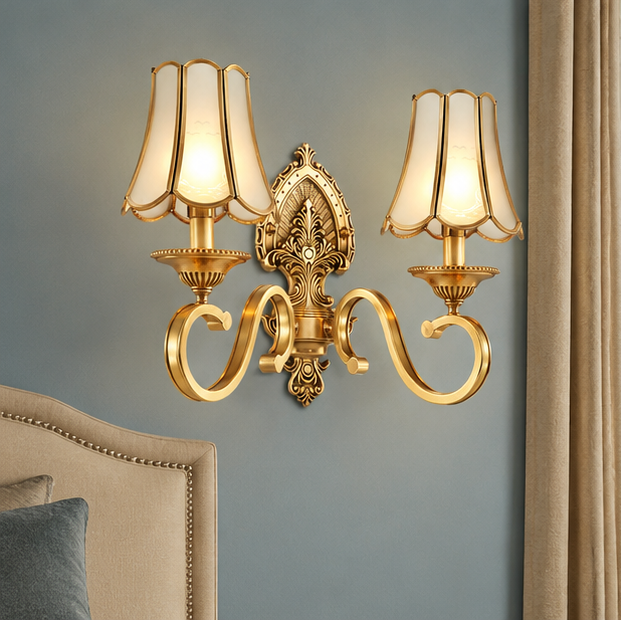 RoyaleGlow Vintage Gold Ornate Wall Sconce-Elegant Luxury Interior Lighting Fixture