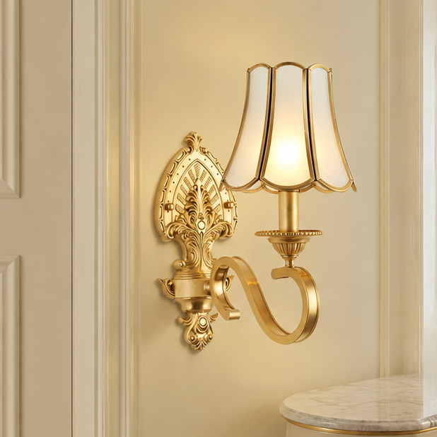 RoyaleGlow Vintage Gold Ornate Wall Sconce-Elegant Luxury Interior Lighting Fixture